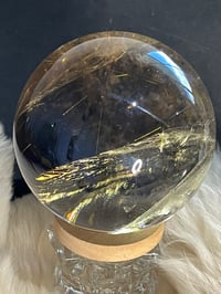 Image 16 of Golden Rutile In Smoky Quartz Sphere #1769