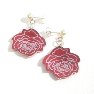 Image of Wild Rose White Pearl Stud Drop Earrings