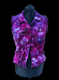 Image 1 of Large Purple Distressed TieDye Vest