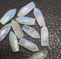 Image 1 of Reserved - Moonstone point pendant with initial charms ~ Handmade Sterling Silver ~ Deposit