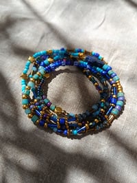 Image 4 of Bracelet 5 rangs, Bleu céleste 