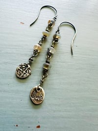 Image 1 of boulder opal sterling silver charm earrings