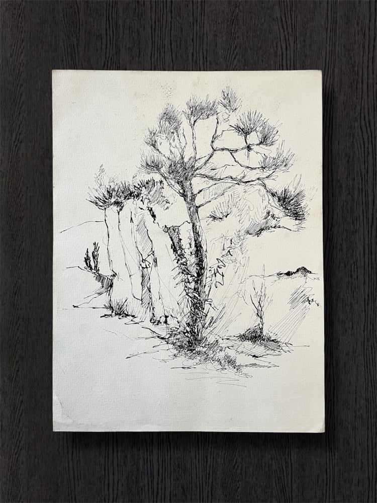 Image of VINTAGE DUTCH DRAWING: LANDSCAPE #7