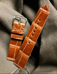 Image 1 of Honey Gold Glazed Alligator Watch Strap