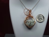 Image 2 of Kiwi Jasper moon wrapped in copper wire