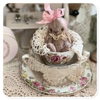 Image 9 of Handmade Victorian Plum Colour Teacup Bunny