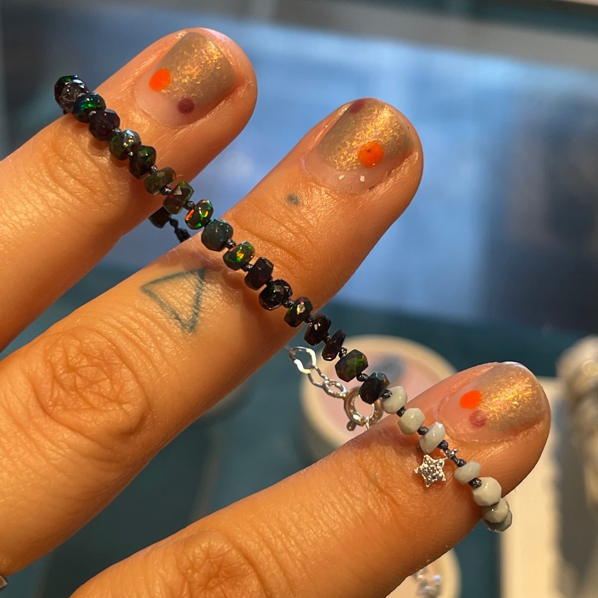 Image of black and blue opal bracelet