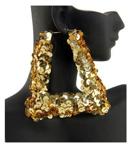 Image of "Nikki" Sequin Gold Bamboo Earrings