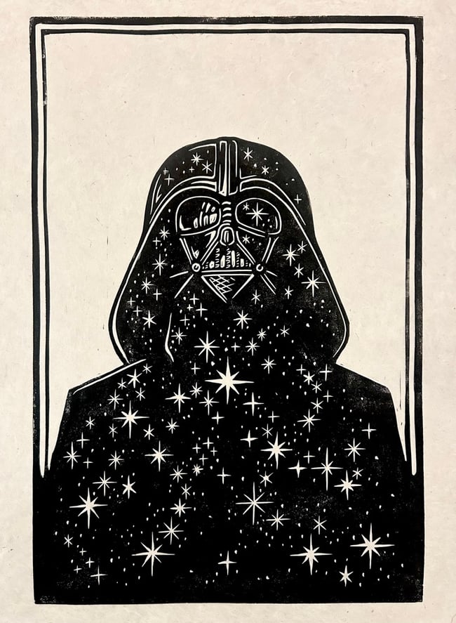 Space Vader Block Print