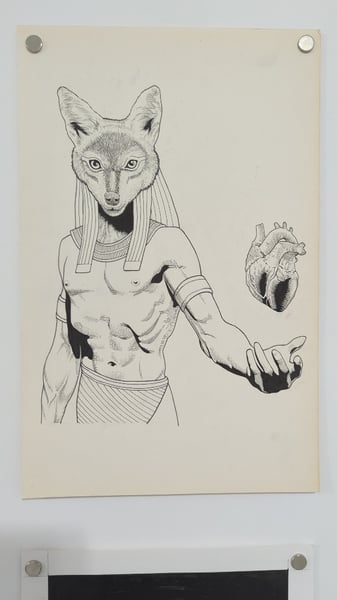 Image of Ink drawing by Joseph Silver - Anubis