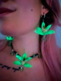 Image 3 of 💚Glow in the Dark Cymbidium Earrings💚
