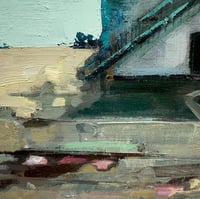 Image 3 of Painting / maleri / "ISLANDS BRYGGE – Malerdrømme og tankestreger – Skolegården II" / 50x60 cm