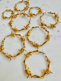 Image 1 of GOLD STAINLESS STEEL BARBED WIRE HOOPS 