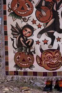 Image 2 of Vintage  Halloween woven blanket 