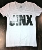 Image of GIRLS "JINX KEY" V NECK T- WHITE