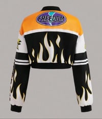 Image 2 of Orange Freedom Crop Racing Jacket 