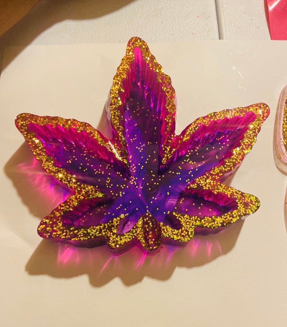 Image of Green yellow red or purple with glitter ashtray/ jewelry holder