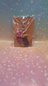 Black glitter and pink dragon moon d20 keychain 