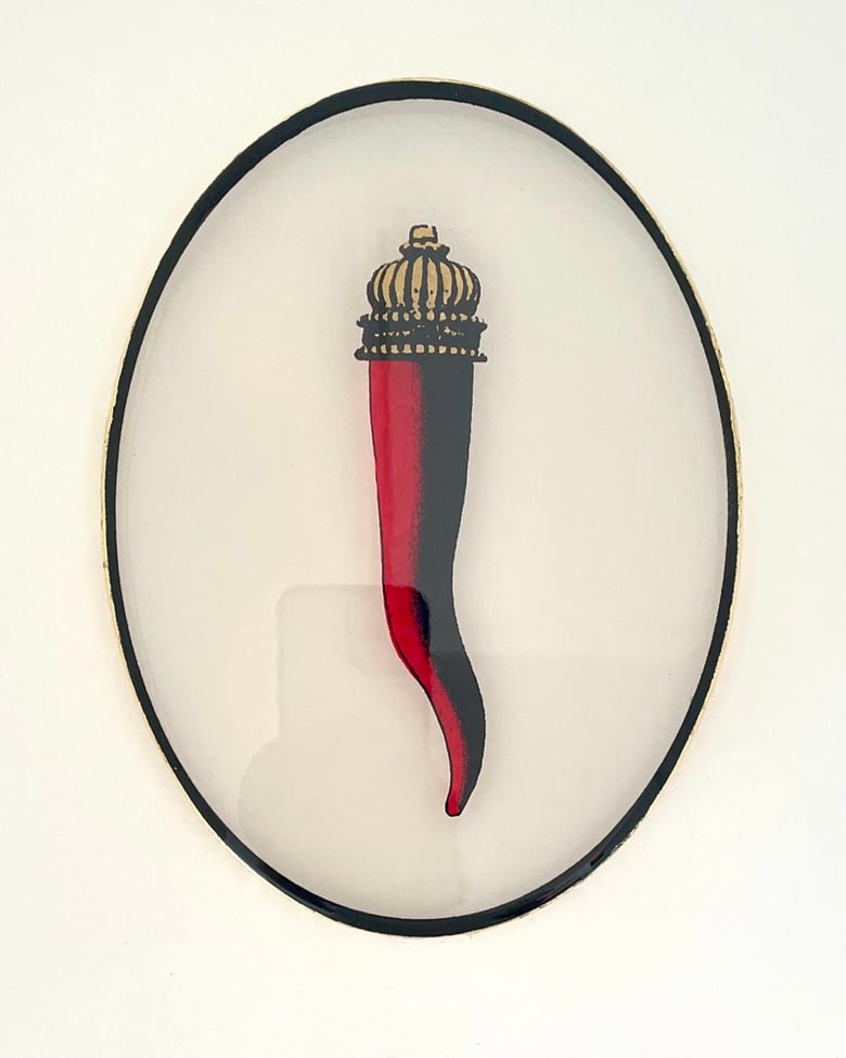 Image of Cornicello Oval White/Black/Red