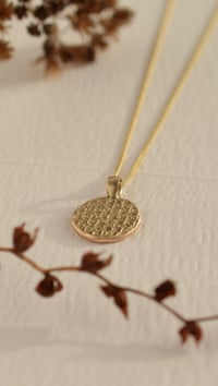 Image 1 of 9ct yellow gold  geometric pendant necklace with diamond cut chain - Woven geometry collection