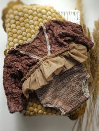 Image 3 of Photo prop | Boho newborn girl bodysuit for photoshoot | Lara | brown