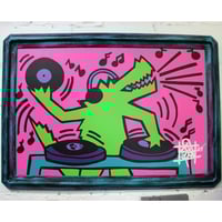 “Haring’d DJ gator” 2ftx3ft original art (acrylic on wood)