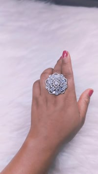 Image 1 of ADR45031_Silver Plating American Diamond Adjustable Ring