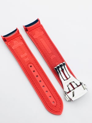 Image of 20mm-22mm blue/red Nylon silicone Rubber Watch Strap Band,Omega seamaster Planet Ocean.