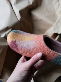 Image 2 of BLOOD ORANGE FUN felted wool slippers/ in stock
