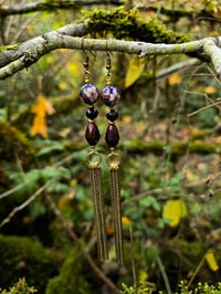 Image 3 of Beaded Chain Fringe Earrings 