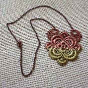 Image of Rose Gold & Gold Lace Medallion - Hand-Painted Vintage Lace Necklace