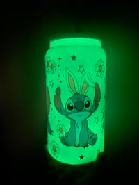 Image 2 of stitch glow in the dark stainless steel tumbler