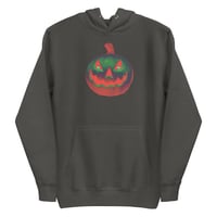 Image 14 of Long Sleeve Hoodie (Adult M/F) - Jack O Lantern Retro Orange Glow