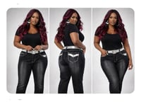 Image 2 of New size 18 drama gold black jeans with belt # 687*2