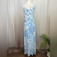 Image 7 of TOMMY BAHAMA blue and white floral Hawaiian print sleeveless maxi dress