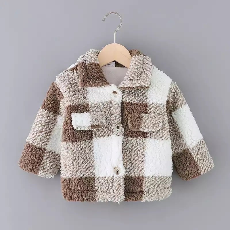 Plaid fluffy outlet jacket