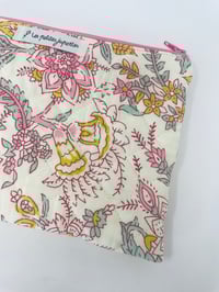 Image 2 of Pochette à livre matelassé indien beige, rose et bleu