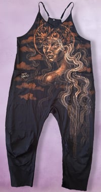 Image 1 of “VIRGO” CUSTOM BLEACH PAINTED BAGGY ROMPER MEDIUM