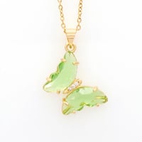 Peridot Butterfly Crystal Glass Necklace