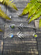 Image of Lady Fern Mismatch Giraffe Turquoise Eye-Clear Moonstone Peridot Dangle Earrings