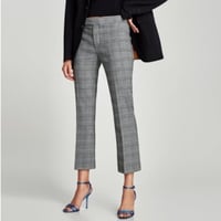 Image 1 of ZARA gray plaid crop pants