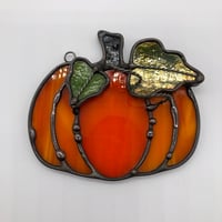 Image 3 of Bright Orange Pumpkin Suncatcher 