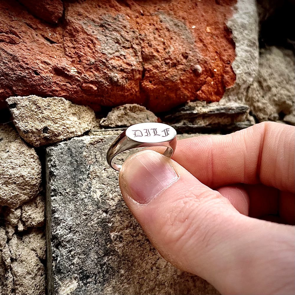 “Daddy” DILF Sterling Silver Rhodium Plated Signet Ring 