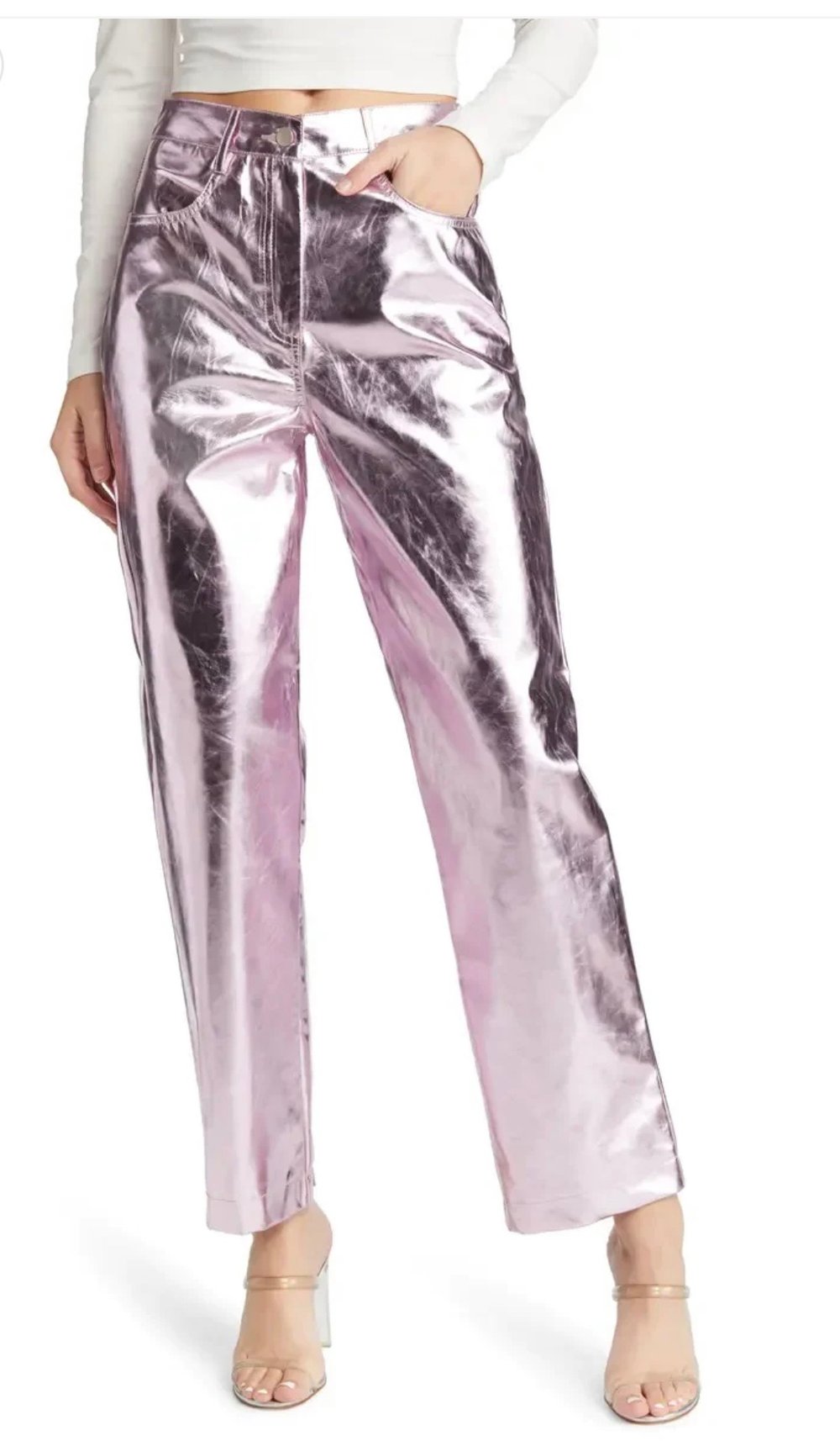 Image of Lupe Metallic Pants- Pale Pink