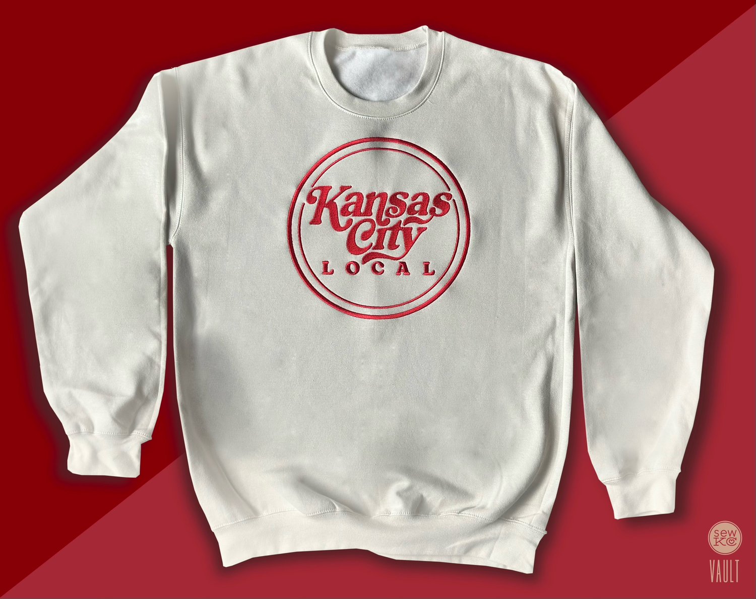 Image of KANSAS CITY LOCAL BONE SWEATSHIRT w RED STITCHING