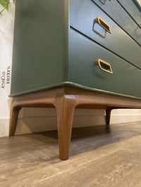 Image 4 of Mid century modern Lebus Chest of Drawers painted in green