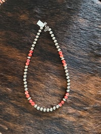 8mm Orange Spiny & Sterling Silver Pearl