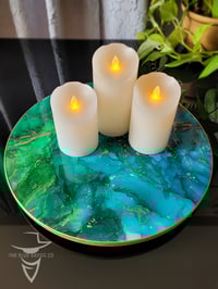 Image 1 of 15" Epoxy Resin Art Lazy Susan Turntable 'The Knight of Wands'