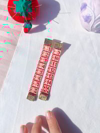 Image 1 of Tape measure earrings Vichy Fuchsia