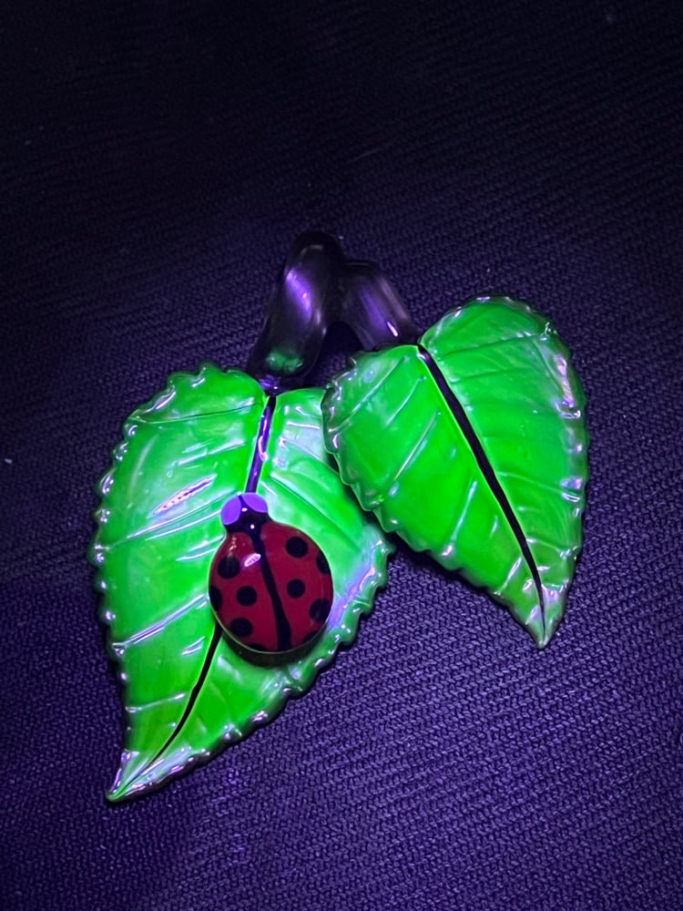 Image of Metallic Double Leaf & Ladybug Pendant